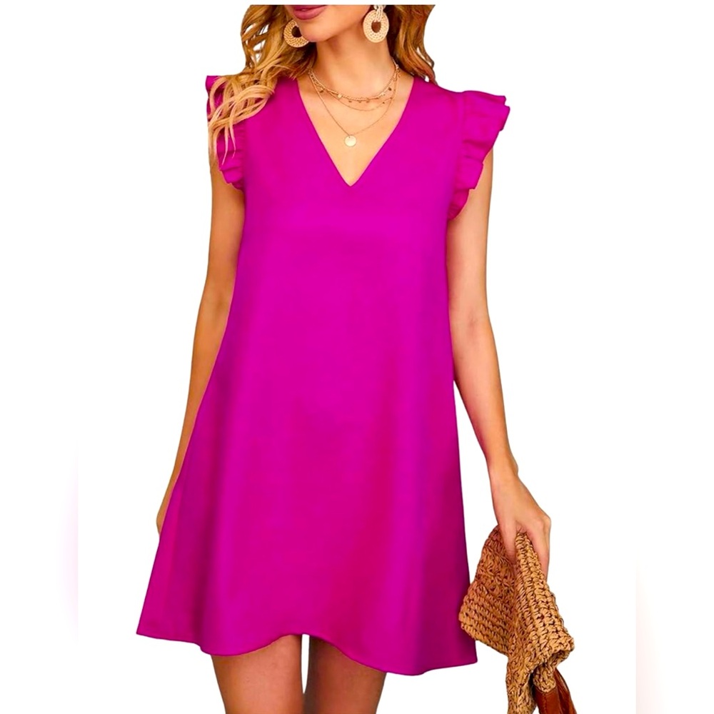 NWT Elegant Pink Ruffle Sleeve Dress XXL Plus